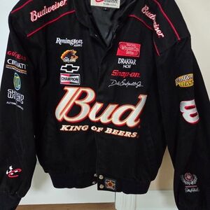 Chase Authentics Black Bomber Jacket with Red and White Logos
